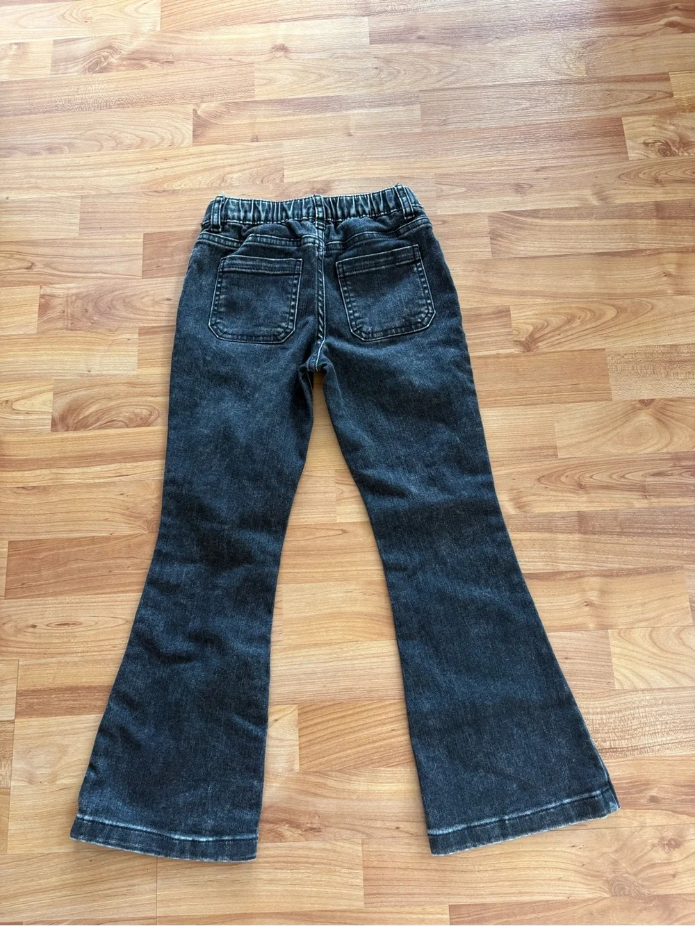 Cat & Jack Black Flare Jeans with Multicolor Floral Embroidery size 7